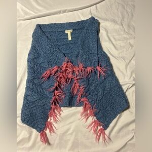 Matilda Jane Make Believe Mirror Image Sweater Vest Size 8 Blue Pink